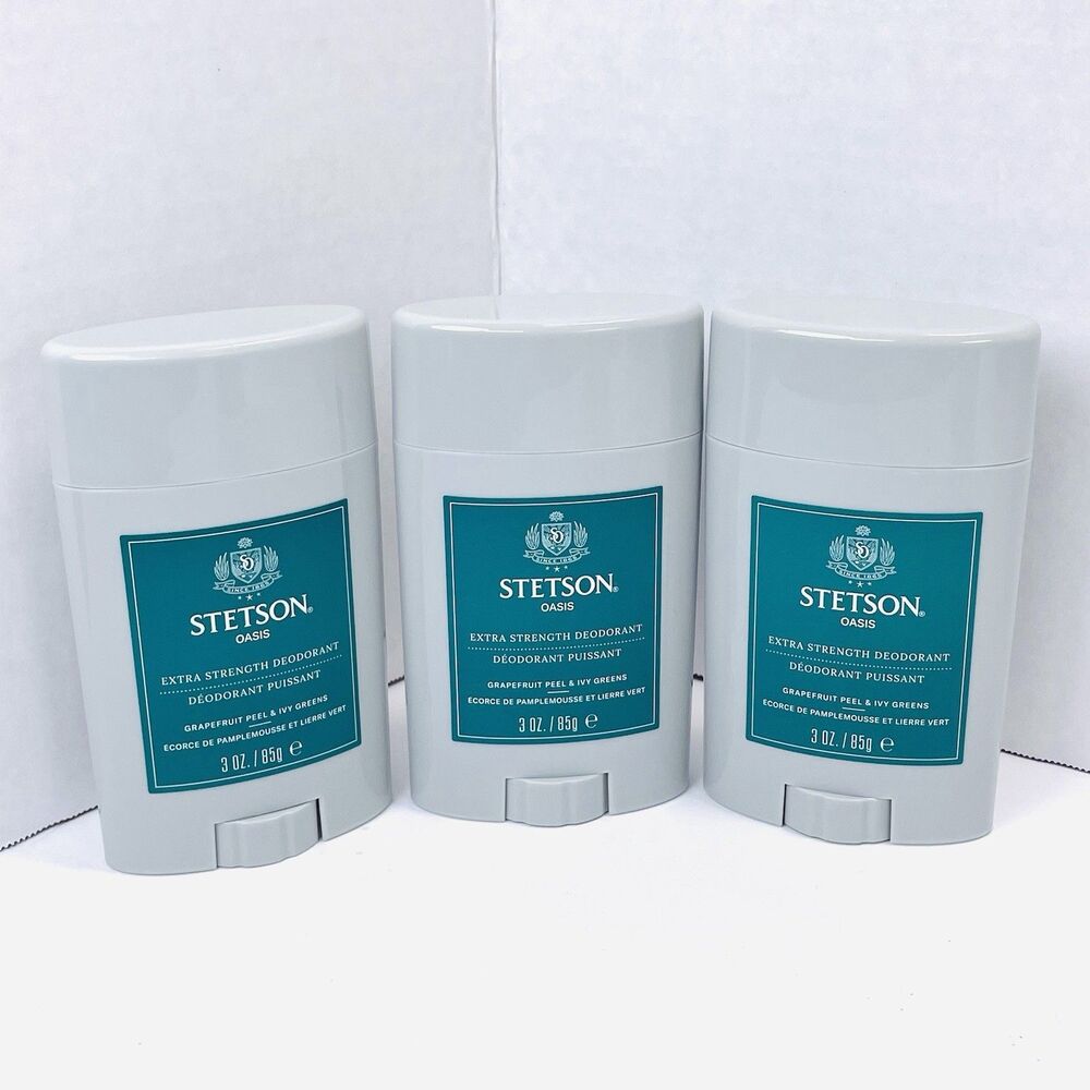 Lot of 3 Stetson Oasis Extra Strength Deodorant Stick Grapefruit Peel Ivy Greens